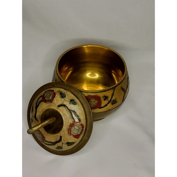 Vintage Penco Industries  Brass Enamel Trinket Box - Picture 3 of 9